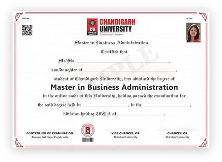 CU Online MBA Degree Certificate
